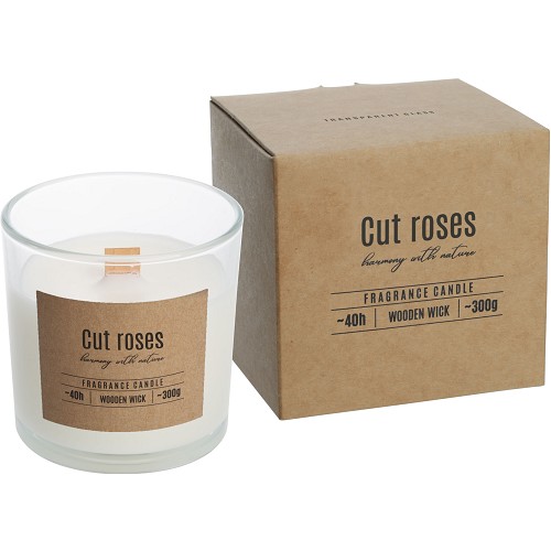 Velká svíčka ve skle dřevěný knot aroma SN100-000-78 cut roses
