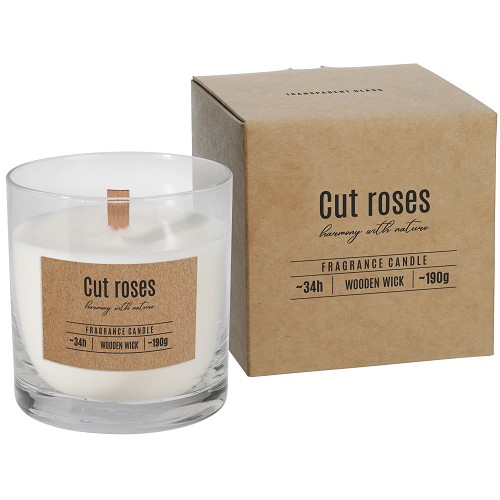 Svíčka ve skle dřevěný knot aroma sn82-000-78 cut roses