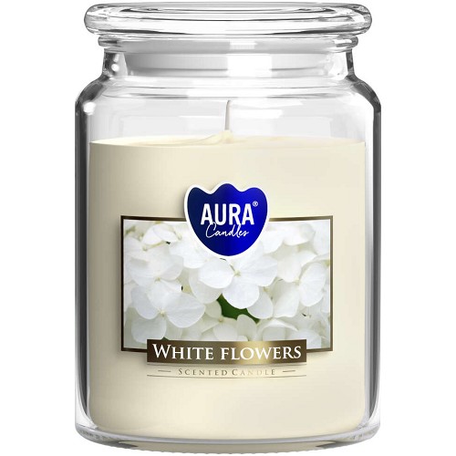 Svíčka ve skle uzáver SND99-179 white flowers