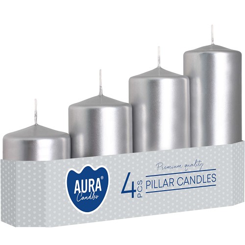 Svíčka válec SW50/4 -271 a4 silver metalic