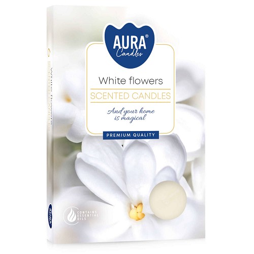 Svíčka čajová aroma - P15-179 a6 White flowers(6 ks)