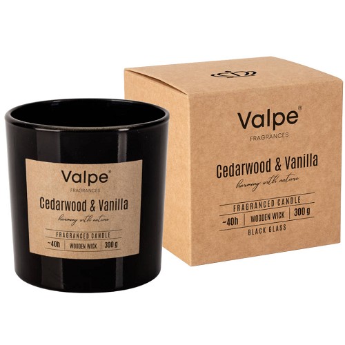 Velká svíčka ve skle dřevěný knot aroma SN100-095-81 cedarwood&vanilla