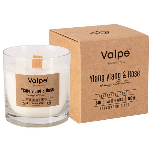 Svíčka ve skle dřevěný knot aroma sn82-000-384 Ylang ylang - Rose