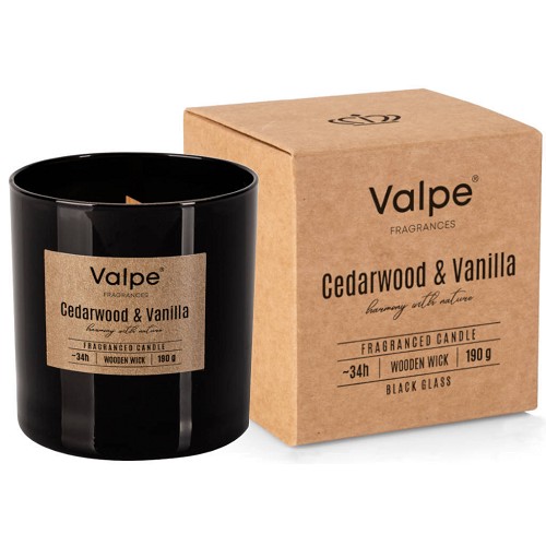 Svíčka ve skle dřevěný knot aroma sn82-095-81 cedarwood&vanilla