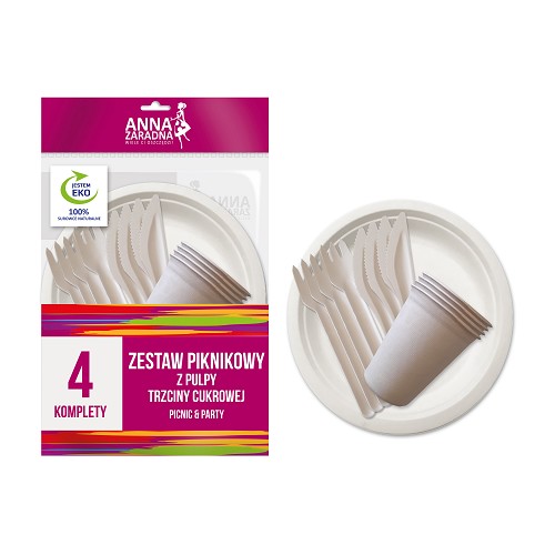 AZ Piknikový set z cukrové třtiny, 4 sady