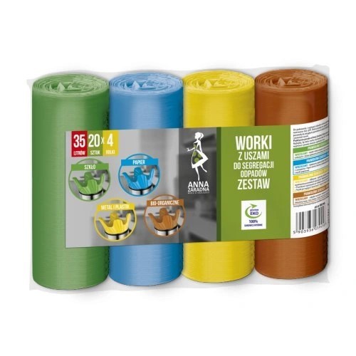 AZ Pytle na třídění odpadu s ušima SET 35L 4x20ks