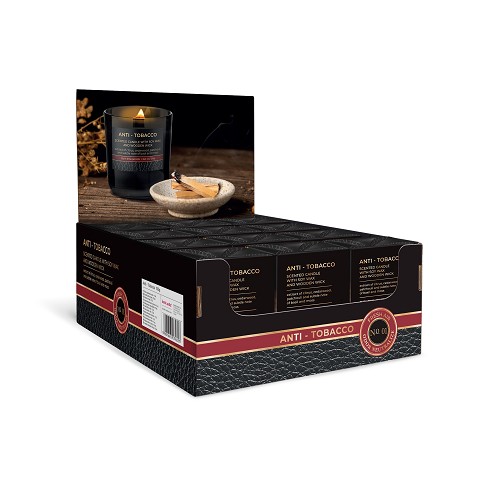 Svíčka ve skle 150 g - ANTI TOBACO (dřevěný knot)