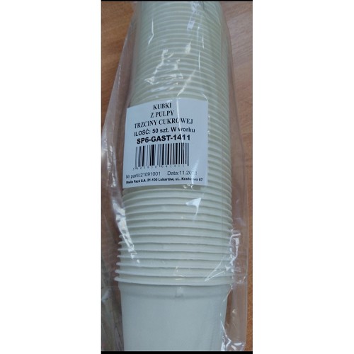 Kelímky z cukrové třtiny 250ml 50ks