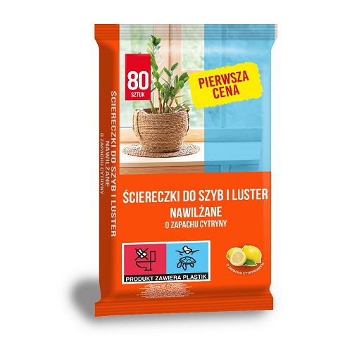PC Vlhčené ubrousky na sklo 80ks - citronová vůně