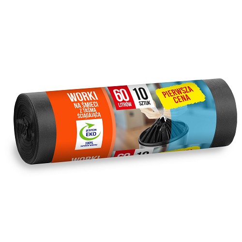 PC Pytle na odpadky se stahovací šňůrkou - 60L 10ks