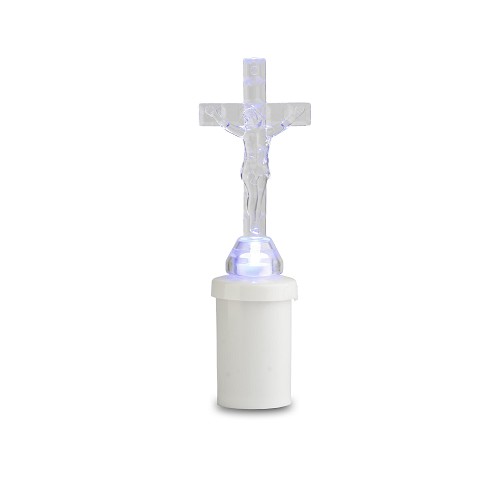 LED svíčka S5 Kříž modrý  (387)