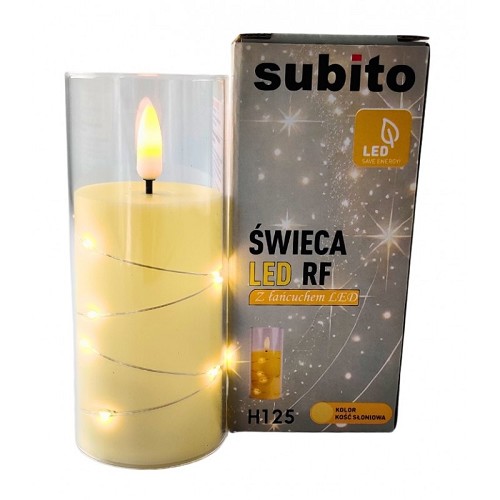 Dekorační LED svíčka 55/125  ecru/bílý plamen (362)