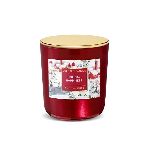 Svíčka ve skle s víčkem 150 g -  WINTER TIME (dřevěný knot)