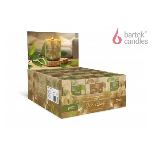Svíčka ve skle 150 g - Golden Ginko (dřevěný knot)