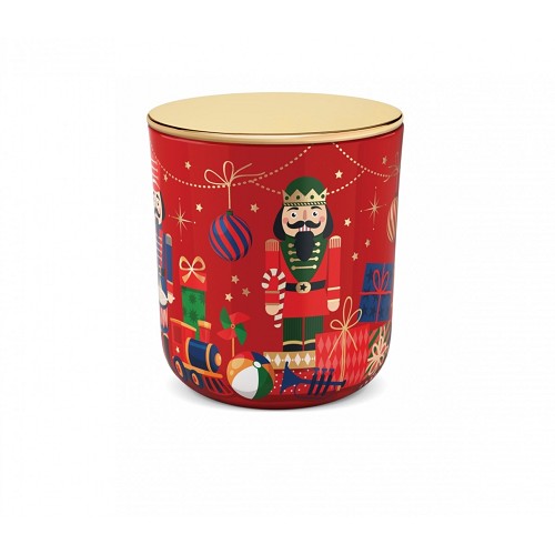 Svíčka ve skle s víčkem 150 g -  NUTCRACKER (dřevěný knot)
