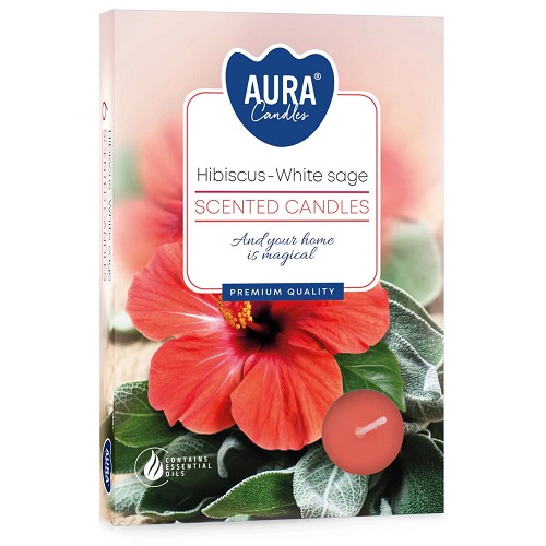 Svíčka čajová aroma - P15-356 a6 Hibiscus-white sage (6ks)