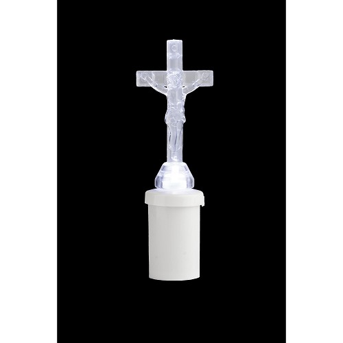 LED svíčka S5 Kříž bílý  (386)