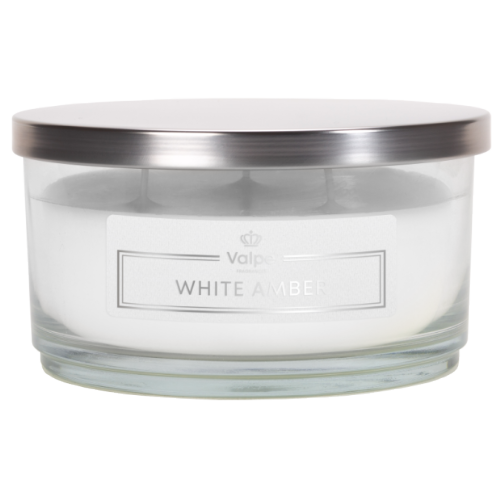 Velká svíčka ve skle 3 knoty VC-004-459 White amber