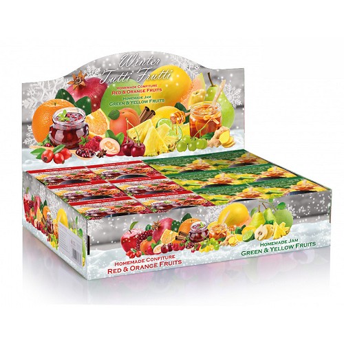 Svíčka ve skle 115 g - WINTER TUTTI FRUTTI (lenRed&Orange fruit)